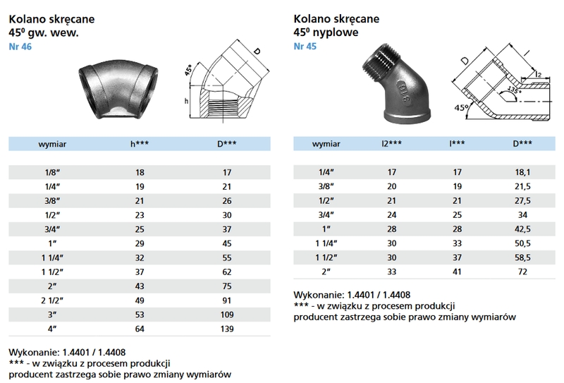 kolanko skręcane 45 stopni